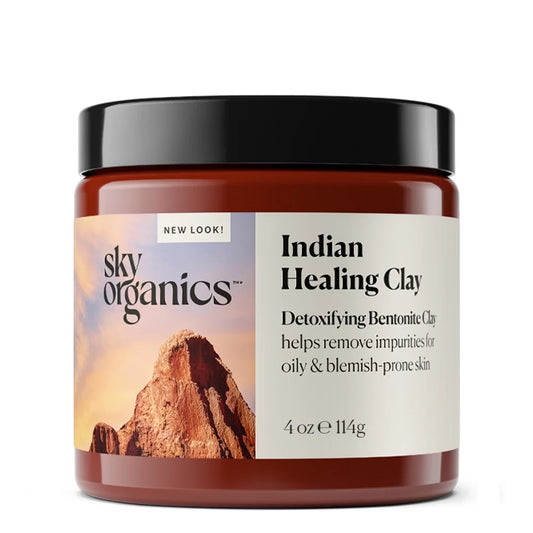 Indian Healing Clay with Bentonite Clay for All Skin Types to Detoxify, Purify & Cleanse, 4 Oz.